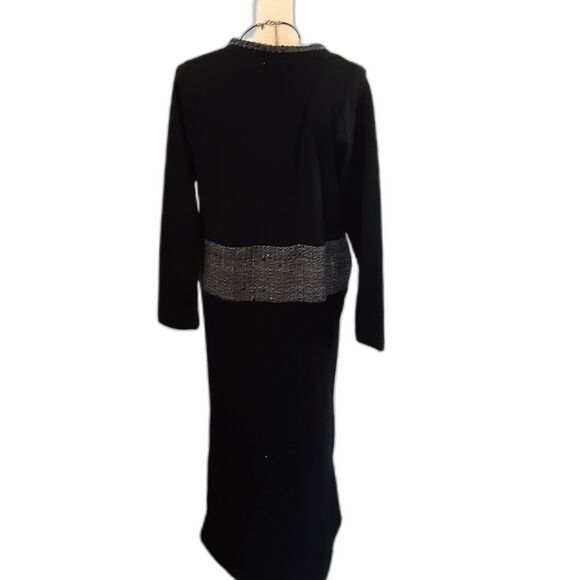 Vintage black Chansonetta dress midi knit rayon long sleeve M elegant - Picture 3 of 3